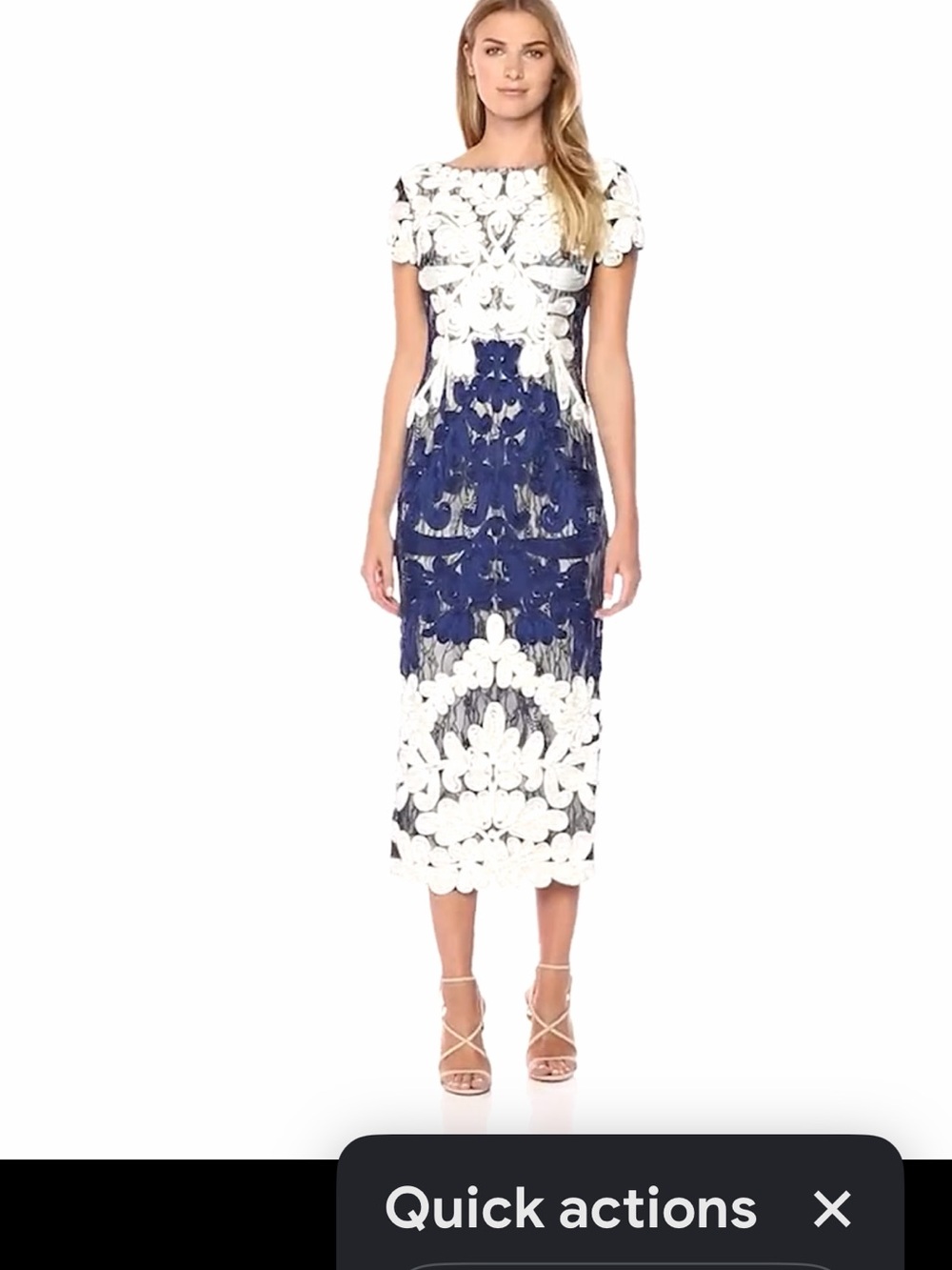 JS Collections Soutache White and Navy Lace Midi Dress